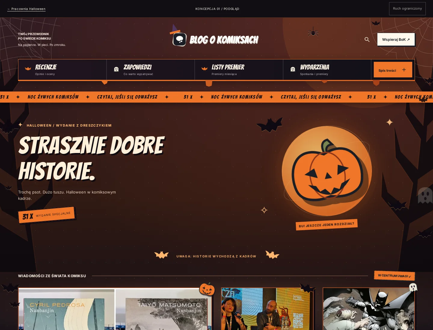 Koncepcja Halloween 01: Dynia i tusz